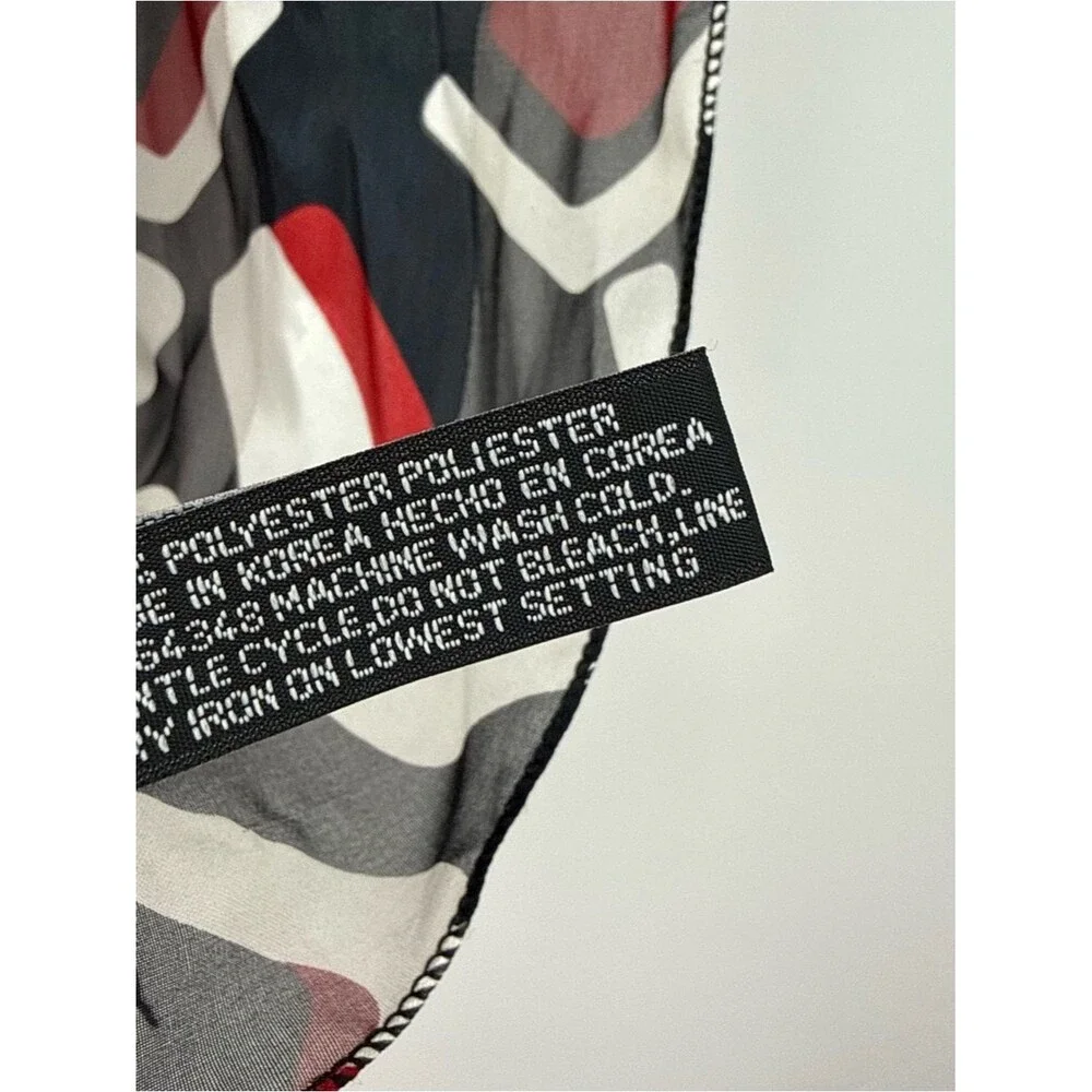 Unbranded Colorful Geometric Print Rectangle Scarf Accessory Metallic Red Black